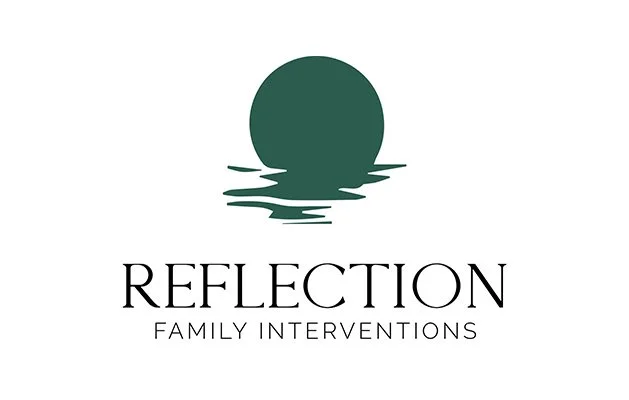 Reflection Family Interventions logo with a green circle reflecting on water