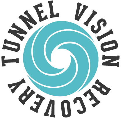 Tunnel Vision Recovery logo with a spiral design on light blue background